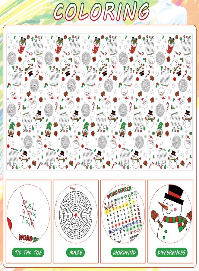 FunnyPars 1 Pack Christmas Tablecloth Xmas Activity Paper Tablecloth Santa Claus Snowman Gnome Color-in Paper Disposable Tablecover for Kids Christmas Winter Holiday Birthday Party Decoration 54X108 Inch - Image 3